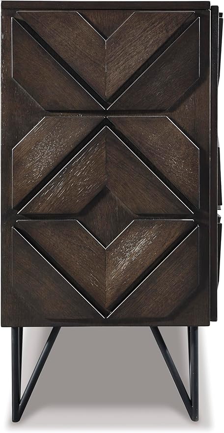 Signature Design by Ashley Chasinfield Urban Geometric Design TV Stand Fits TVs up to 70", 4 Cabinet Doors and 3 Adjustable Storage Shelves, Dark Brown
