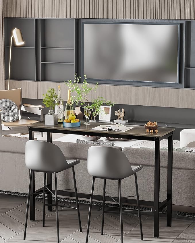 Teraves Bar Table, Bar Height Pub Table, Counter Height Table with Sturdy Metal Frame, Rectangular High Top Table for Kitchen & Dining, Living Room (55.11", Black Oak)