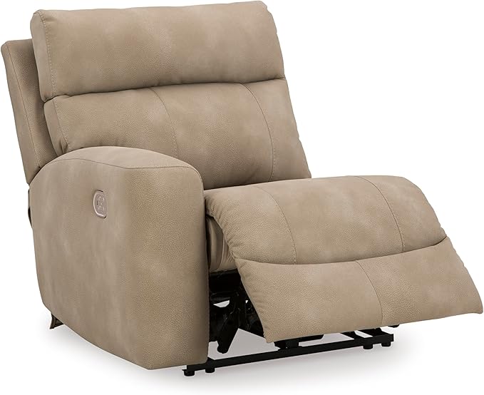 Signature Design by Ashley Next-Gen DuraPella Contemporary Faux Leather Modular Wall Hugger 3-Piece Power Reclining Sectional Loveseat with Console, Adjustable Headrest and USB Ports, Light Brown