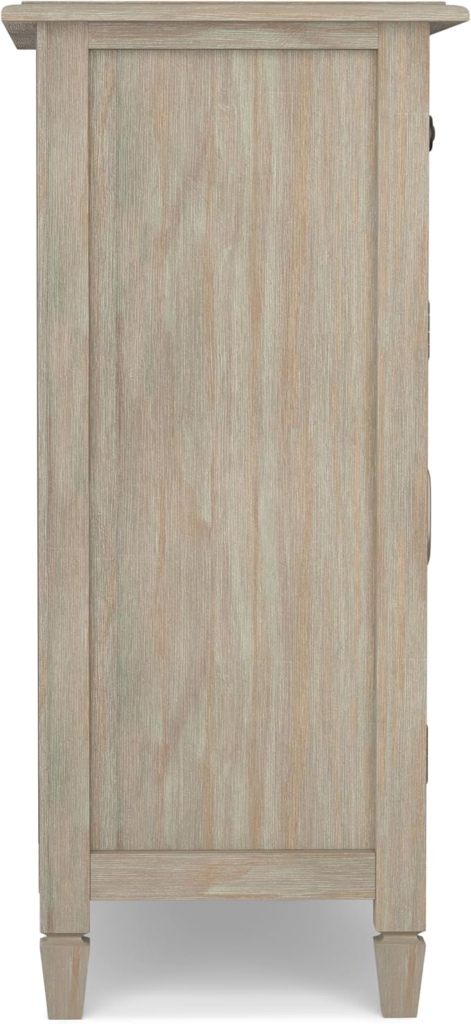 SIMPLIHOME Connaught 40-inch Wide Solid Wood Storage Cabinet in Distressed Grey for Entryway, Living Room, Organizer for Hats, Gloves, Shoes, Keys, Slim Design, Traditional Style