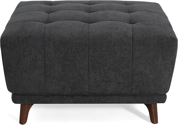 Christopher Knight Home Kinsley Square Ottoman Footstool, Ottoman Chair with Large Seat, Chenille Fabric Upholstery Coffee Table, Modern Side Table for Living Room Bedroom Home Decor, Grey