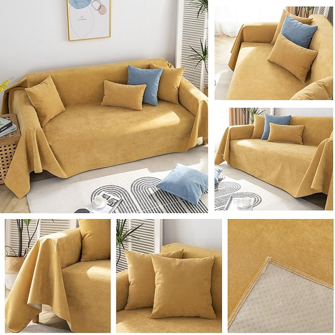 STACYPIK Waterproof Ginger Couch Cover for Sectional, Loveseat Covers, Futon Cover, L Shaped Cover, Anti-Cat Scratch Furniture Protector for 2 Cushion Couch，Washable Pets Protector Sofa Cover-71X102IN