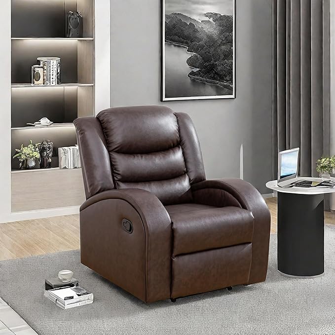 Leather Recliner Chair, Recliner Home Theater Seating, Electric Reclining Chair for Adult, Breathing Chair for Living Room, Brown