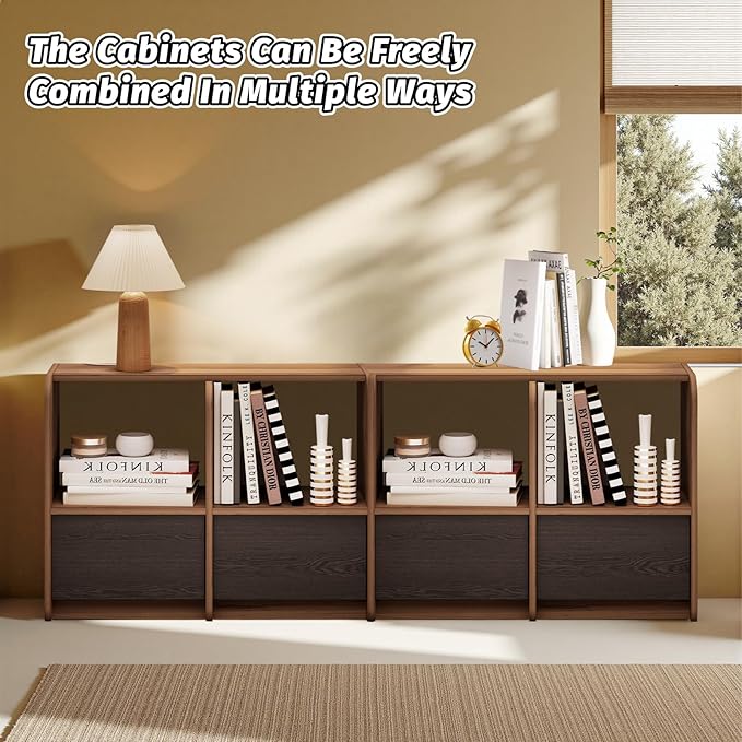 Pmnianhua Sideboard Buffet Kitchen Storage Cabinet with Drawers,Dining Room,Hallway,Cupboard Console Table,Liquor/Accent Coffee Bar Cabinet,Walnut and Black