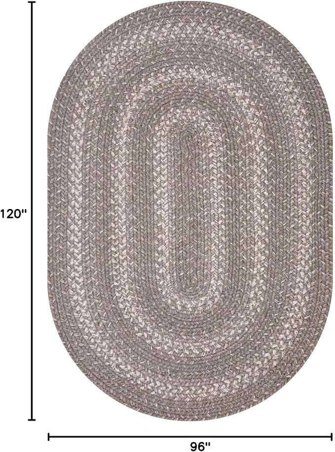 Homespice Grey Cloud Oval Braided Rug, 8x10' - Grey, Handmade with Jute - Warm Farmhouse Decor, Perfect for Living Rooms, Dining Rooms and Bedrooms - Pet Friendly and Easy to Clean
