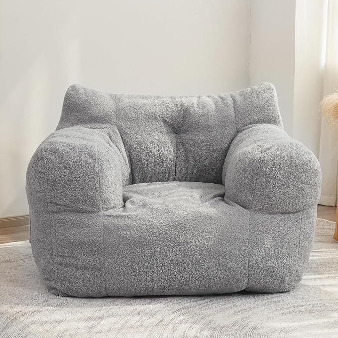 HIGOGOGO Giant Bean Bag Chairs for Adults,Big Comfy Chair Sofa for Bedroom Living Room, Large Lazy Bean Bag Chair with Pocket Armrests for Gaming, Reading