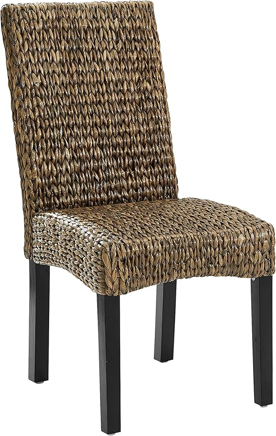 Crosley Furniture Edgewater Handwoven Natural Fiber Rattan Dining Chairs Set of 2, Seagrass