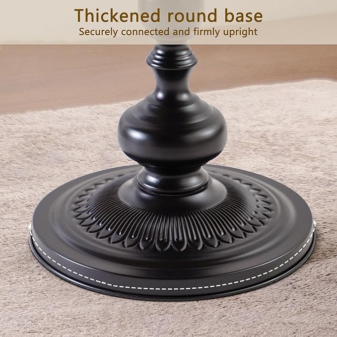 Round End Table, Framhose Small Side Table with Wood Top and Black Base, Pedestal Table for Living Room Corners Bedroom Patio and Bar（20" Hight）