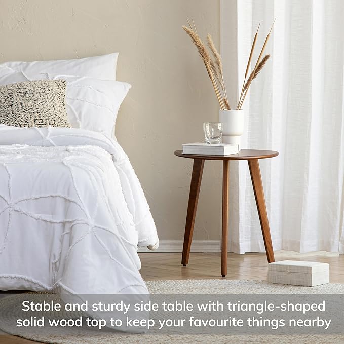 MH London Side Table - Wandsworth Wooden End Table - Exclusively Designed Hand Crafted Large Tables - Contemporary Triangle End Table for Living Room, Bedroom Bedside Tables and Office, Walnut