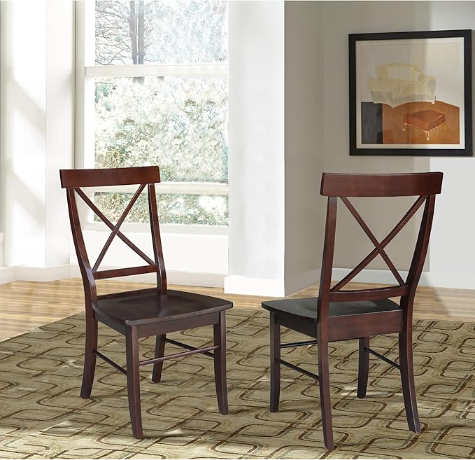 International Concepts X- Back Chair, with Solid Wood Seat, Java