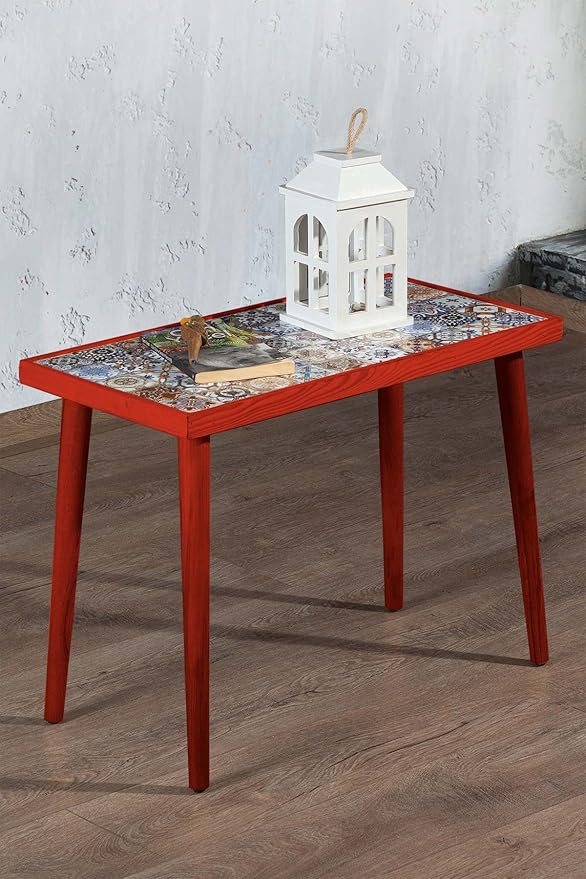 Comfyt Coffee Table, Handmade Side Table, End Table, Nightstand Nesting Table Bedside Table Accent Table Home Essentials Wood Tiled Top Rustic Table Ceramic Tiles Mexican Tile Table