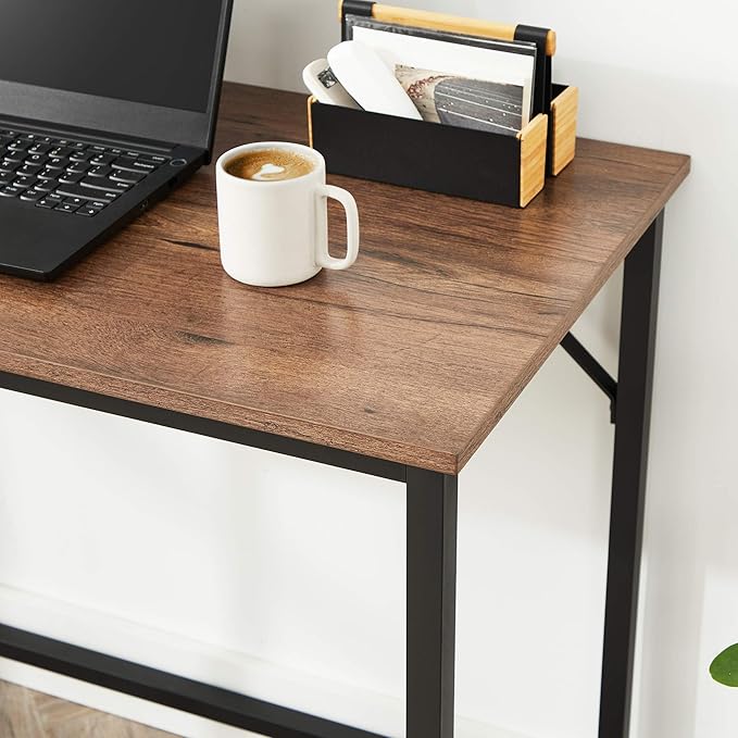 VASAGLE Computer Desk, Office Work Desk, for Small Spaces, 19.7 x 39.4 x 29.5 Inches, Industrial Style, Metal Frame, Hazelnut Brown and Black ULWD041B03