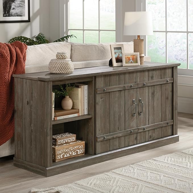 Sauder Entertainment Credenza, Pebble Pine Finish