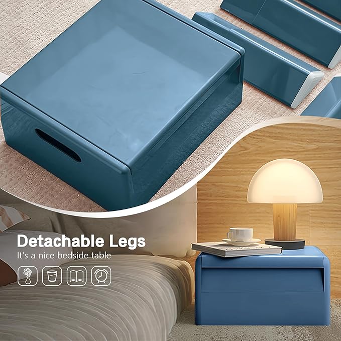 Nightstand Bedside Table with Storage Space, Multifunctional Colorful Plastic End Table Small Side Table for Bedroom, Dorm and Small Spaces, Easy Assembly(14.7" D x 11.8" W x 15.8" H, Blue)