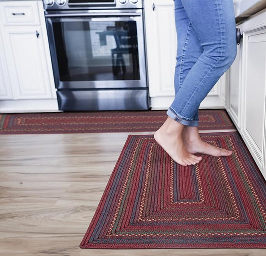 Jamestown Burgundy Braided Runner Rug, Jute, 22x72 Rectangle - Rustic Cabin Decor for Kitchen, Bathroom, Everywhere