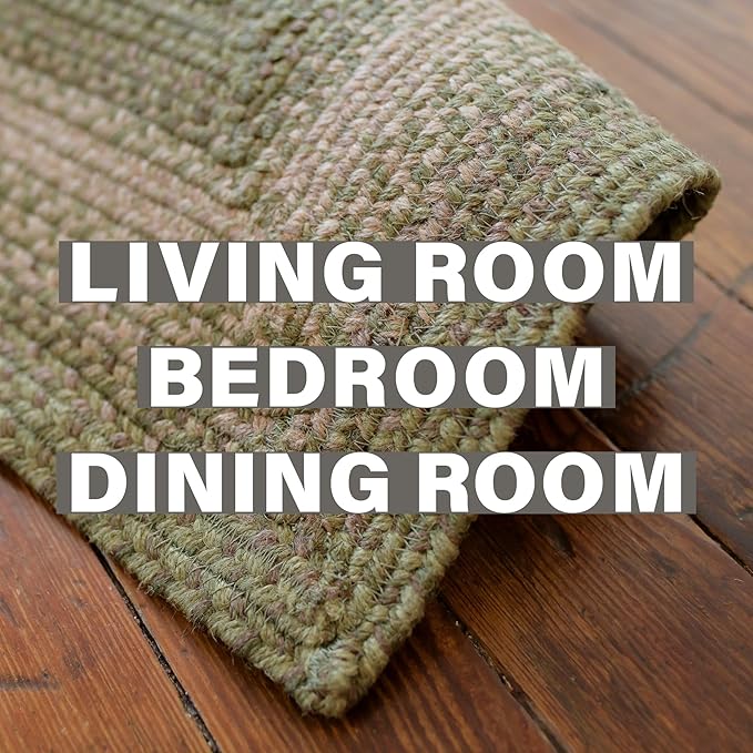 Homespice Grassland Green Oval Rugs 6x9' – Rustic Jute Oval Area Rugs for Bedroom and Living Room for Country Decor