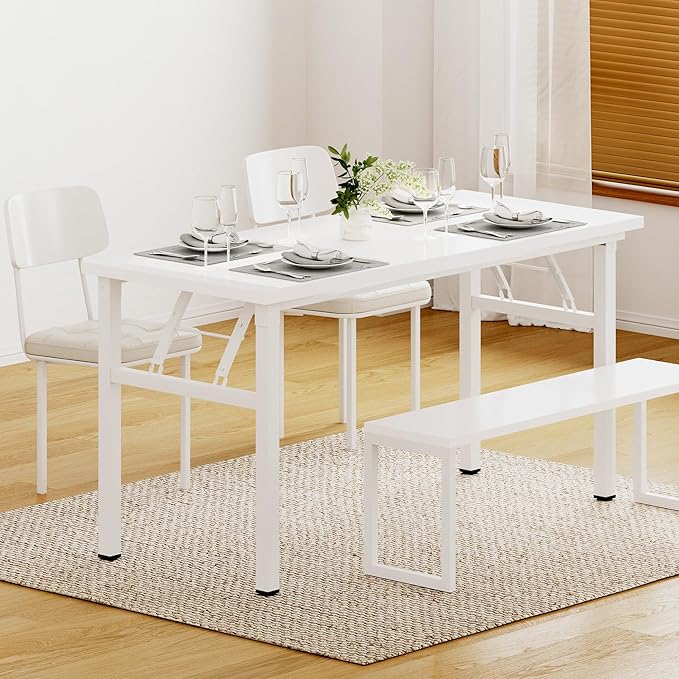 Need Office Computer Desk - 54.3L Sturdy and Heavy Duty Folding Laptop Table,Writing Table/Home Office Desk/Sewing Table,No Assembly Required (White) AC5DW138