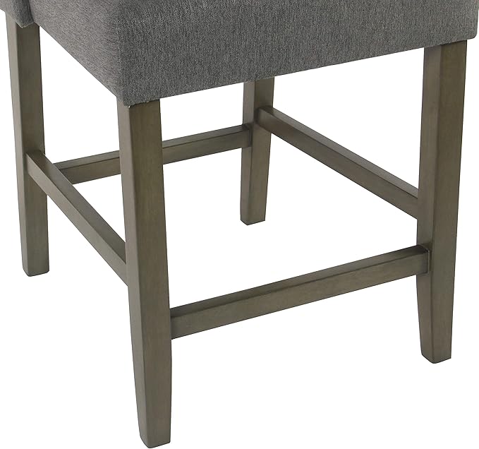 Homepop Home Decor | Modern Counter Stool | Counter Stools With Back | Decorative Home Furniture, Gray 24 inch, Pewter Woven
