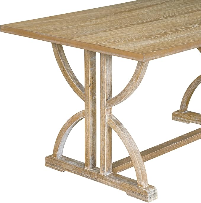 SogesPower 6-Piece Dining Table Set, Rectangular Farmhouse Kitchen Dining Table Set with 4 Upholstered Chairs & 1 Bench, Retro Kitchen Table Set for 4-6 for Dining Room Living Room,Natural Wood Wash