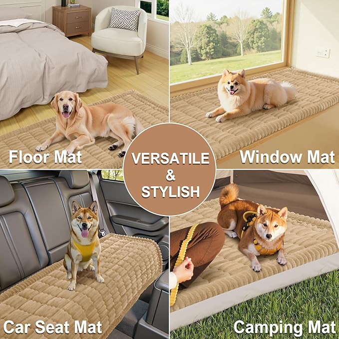 Smiry Couch Cover for Dogs Washable, Non Slip Fuzzy Pet Couch Covers for 3 Cushion Sofa Pet Friendly, Thick Soft Sofa Slipcovers Cushion Protector (Camel, 27.6" x 70.9")