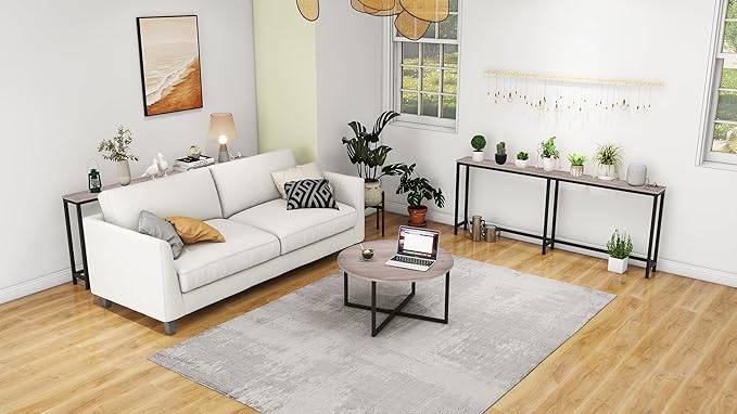 HOMERECOMMEND Sofa Tables Console Table with USB Ports,Behind Couch Table with Oulets & USB Ports,Narrow Entryway Table, Skinny Hallway Tables,Grey