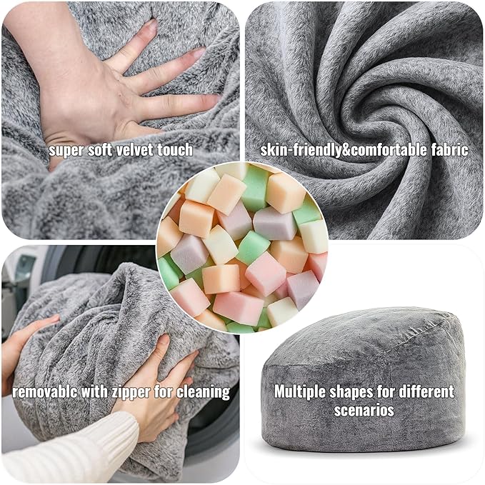 Recaceik Bean Bag Chair Large Bean Bag Chairs, with Fluffy Removable Spongefor, for Living Rooms, bedrooms, Study Rooms, and Offices
