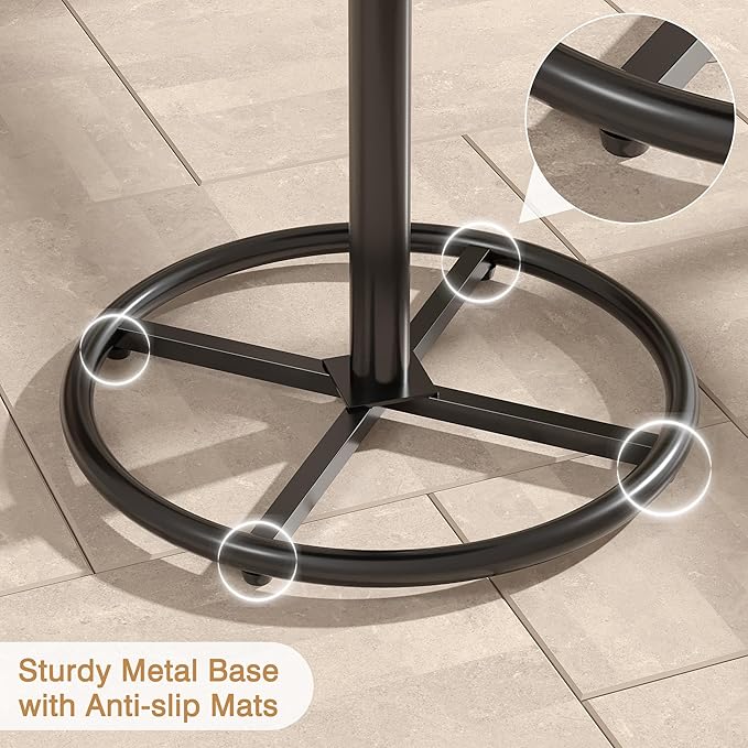 VECELO 36” High Top Bar Table, Sturdy Frame with Metal Base for Cocktail, Pub, Easy Assembly, Marble Black
