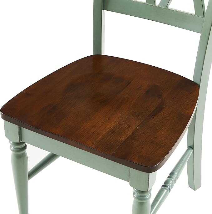 Crosley Furniture Shelby 5-Piece Traditional Dining Table Set for 4, Dinner Tables with Kitchen Chairs, Distressed Teal/Dark Cherry