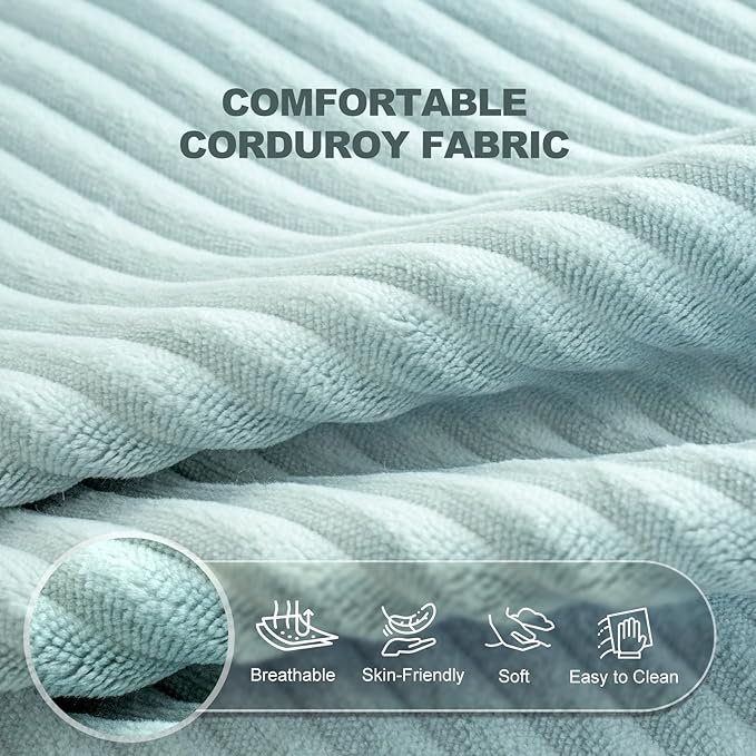 Giant Bean Bag Chair with Armrests - Oversized Cozy Seating for Adults, Corduroy Fabric & High - Density Foam Filling, Ideal Lounge for Living Room, Bedroom & Gaming Room (Mint Green)