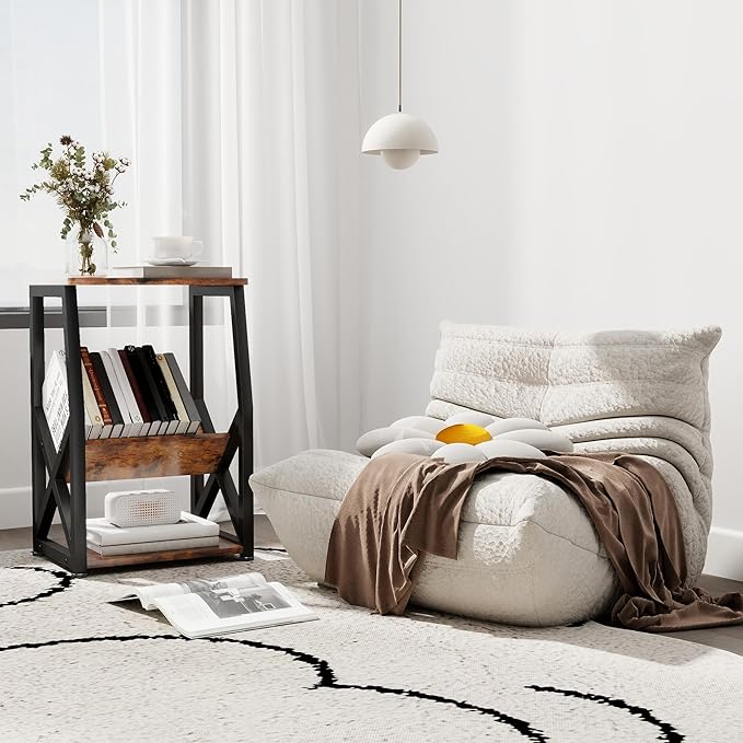 ALISENED Side Table, 3 Tier Narrow End Table with Storage Shelf, Industrial Slim Nightstand for Small Spaces, Narrow Small End Tables for Living Room,Bedroom,Home Office.