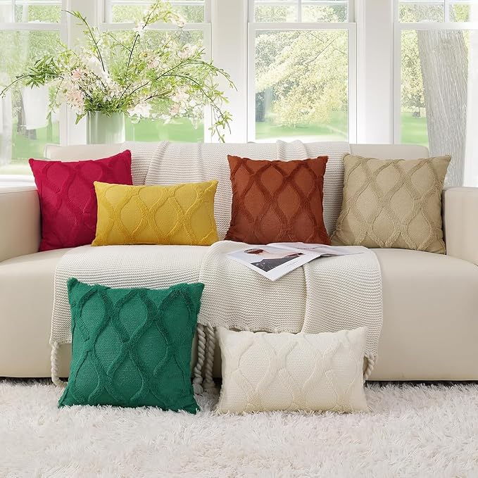 decorUhome Throw Pillow Covers 16x16 Inch Set of 2, Soft Plush Faux Fur Wool Black Couch Pillow Covers, Decorative Neutral Pillow Cases for Bed Sofa Living Room Home Decor
