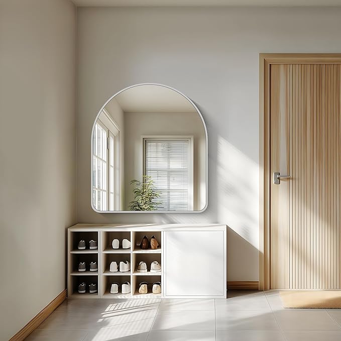 FORBATH Large Arched Wall Mirror 40x36 Inch, Silver Arch Bathroom Mirror with Aluminum Frame, Arched Mirror for Dresser, Fireplace,Entryway,Home Decor,Hanging or Leaning Against Wall