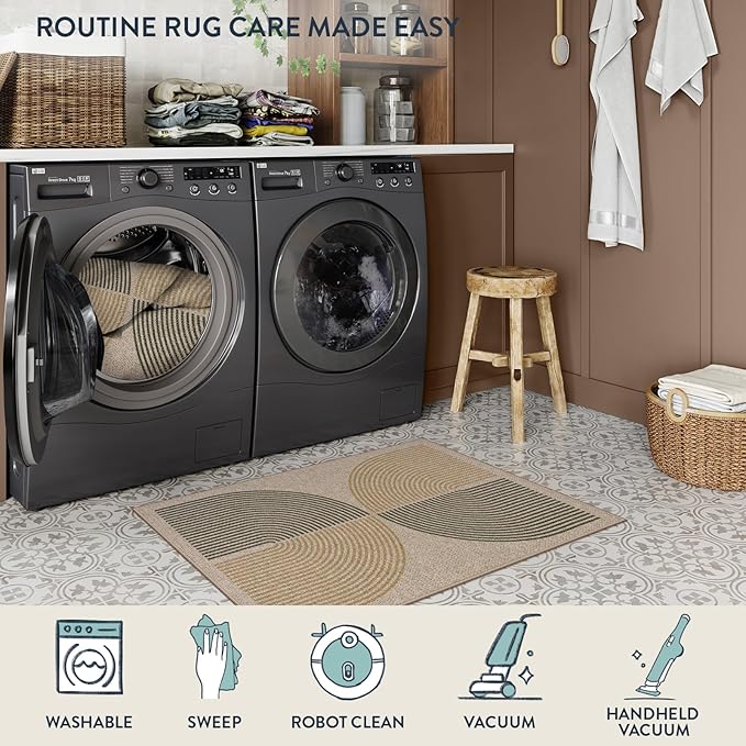 Lahome Rainbow 20"x32" Door Mat Indoor Entrance, Small Indoor Outdoor Door Easy Jute Rug, Farmhouse Neutral Non Slip Non Shedding Washable Kitchen Mats for Floor Entryway