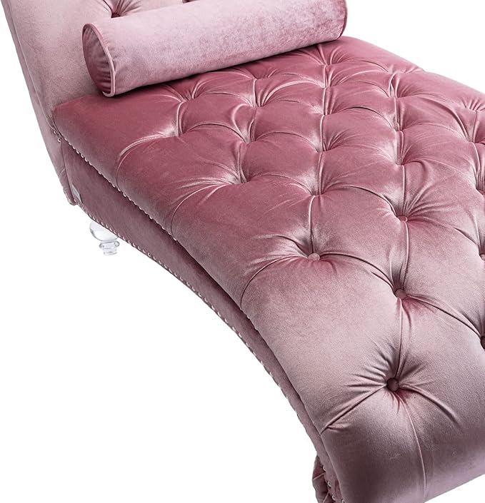 HomSof Modern Armless Velvet Chaise Lounge Indoor Chair with Solid Acrylic Legs