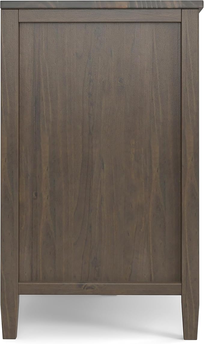 SIMPLIHOME Ela Solid Wood 53 inch Wide Transitional TV Media Stand in Smoky Brown for TVs up to 60 inches for The Living Room and Entertainment Center
