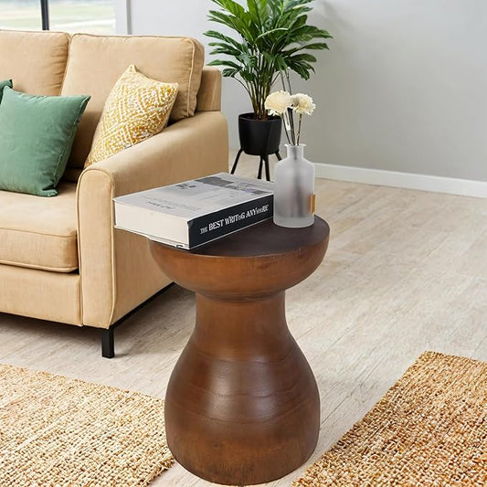 TORMAYS HOME Wooden Side Table Tree Stump End Table Solid Wood Stool Natural Plant Stand Small Rustic Nightstand Handmade Accent Table for Indoor Outdoor Spaces (Brown)