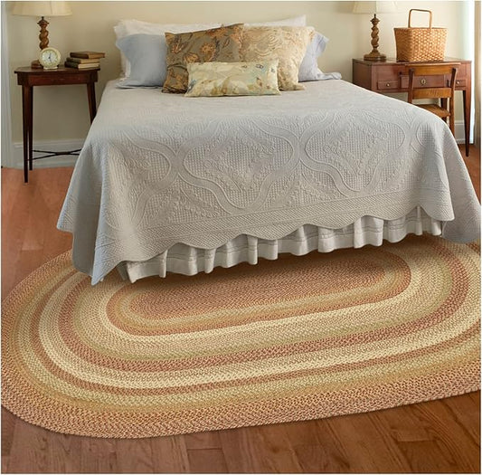 Homespice Harvest Jute Brown 4x6' Braided Rugs Oval Rugs for Living Room, Bedroom Rug and Dining Room. Pet Friendly. Decor Styles- Farmhouse Rug, Rustic, Vintage, Primitive, Country, Boho Rug