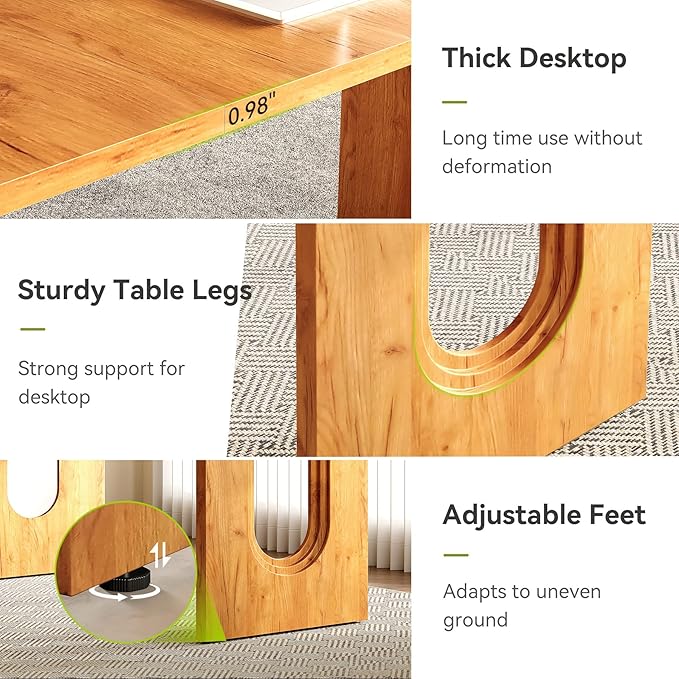 LITTLE TREE 70.8-Inch Home Office Desk, White Computer Desk with Storage, Study Writing Work Desk for Home Office, Spacious Modern Simple Desk, Brown