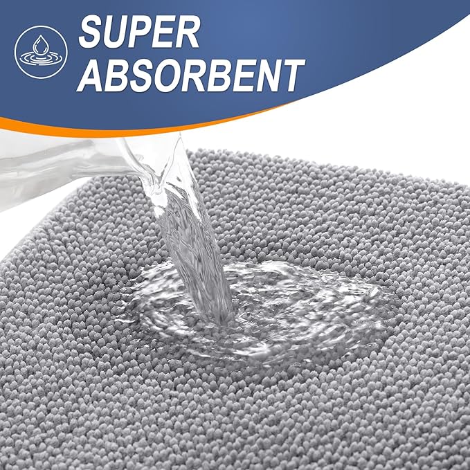OLANLY Thick Memory Foam Bath Mat Rug 47x20, Extra Soft Absorbent Bathroom Rug, Quick Dry Bath Mats, Non-Slip, Machine Washable Carpet for Bathroom, Tub and Shower, Home Decor Accessories, Grey