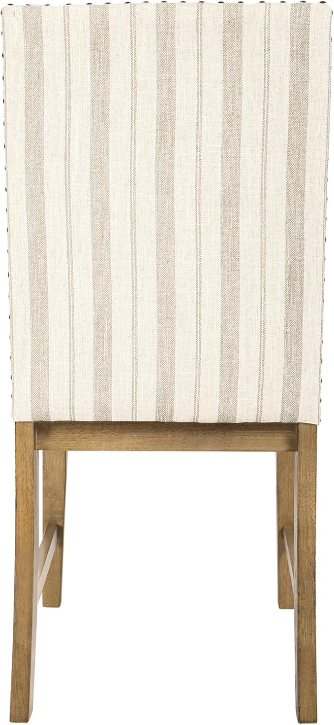 HomePop Upholstered Wood Apron Dining Chair - Taupe Stripe (Set of 2)