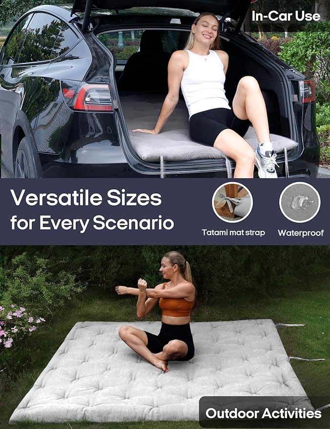 Syrinx Japanese Floor Futon Mattress, Foldable Tatami Sleeping Pad for Adults & Kids, Roll-Up Floor Bed or Bench Cushion