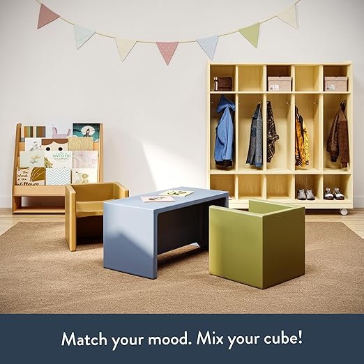 Children's Factory 3-in-1 Cube Chair for Kids, Flexible Seating Classroom Furniture, 4-Pack, Elements Colorway