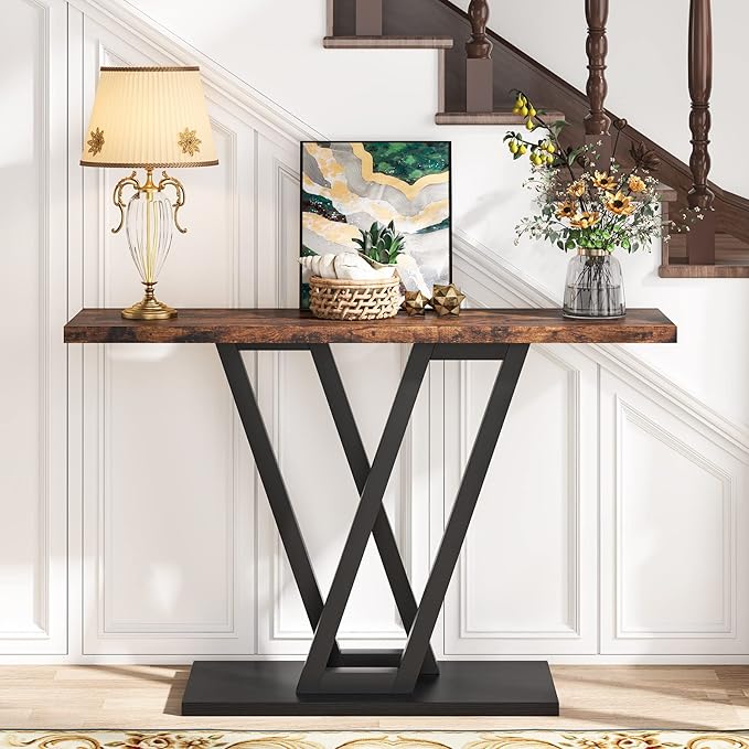 LITTLE TREE Console Table Hallway Table for Entryway 43 Inch Sofa Table Entryway Tables for Living Room, Rustic Brown