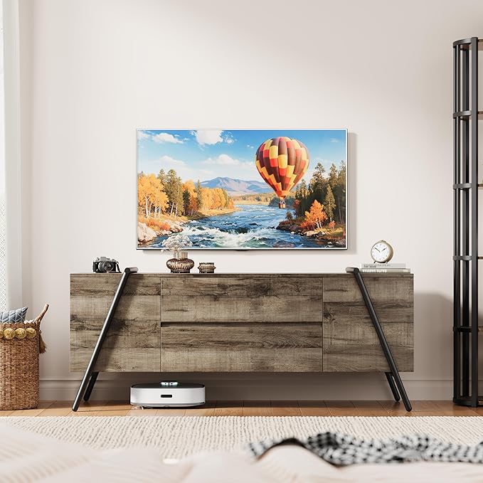 GarveeHome 55" Modern TV Stand, Entertainment Center with 2 Drawers, Adjustable Shelves, U-Shaped Metal Legs, Farmhouse Wooden TV Console for Living Room and Bedroom, Oak