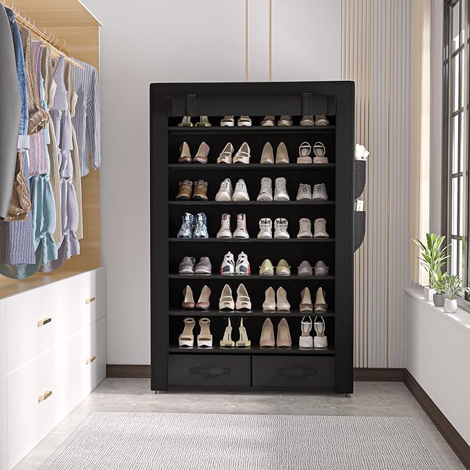 Tall Shoe Rack Dustproof Cabinet Large Capacity 8 Tier Shoe Organizer,32-40 Pairs of Shoes