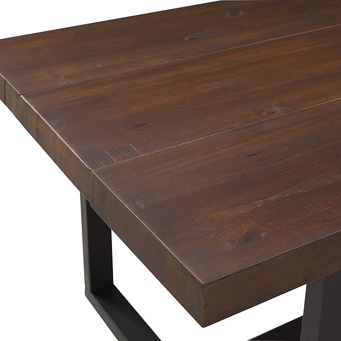 Walker Edison Durango Distressed Solid Wood Dining Table, 72 Inch, Mahogany