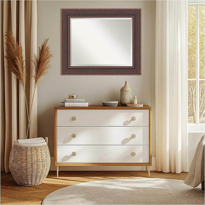 Amanti Art Brown Wall Mirror 30x36 Moab Brown Bronze Rectangle Bathroom Mirror for Wall Decor Living Room, Large Modern Frame, Hangs Horizonally and Vertically, Bathroom Decor, Beveled Edge