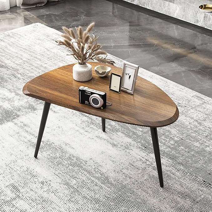 Midcentury Nesting Coffee Table Set of 2, Mid Century Modern Walnut Wood Oval Coffee Tables for Living Room, Compact Coffee Table and Side Table Set for Sofa Bedside Office Balcony or Small Spaces
