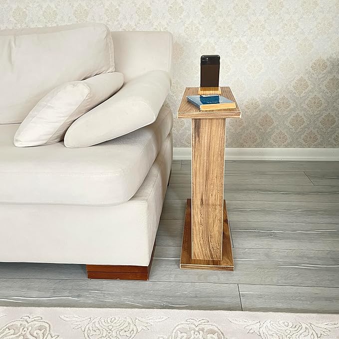 Very Narrow Side Table for Living Room, Small Apartment Space Between Chairs Skinny Table for Recliner, Couch, Armchair, Thin Slim End Table for Living Room, Bedroom, Beverages (Natural)