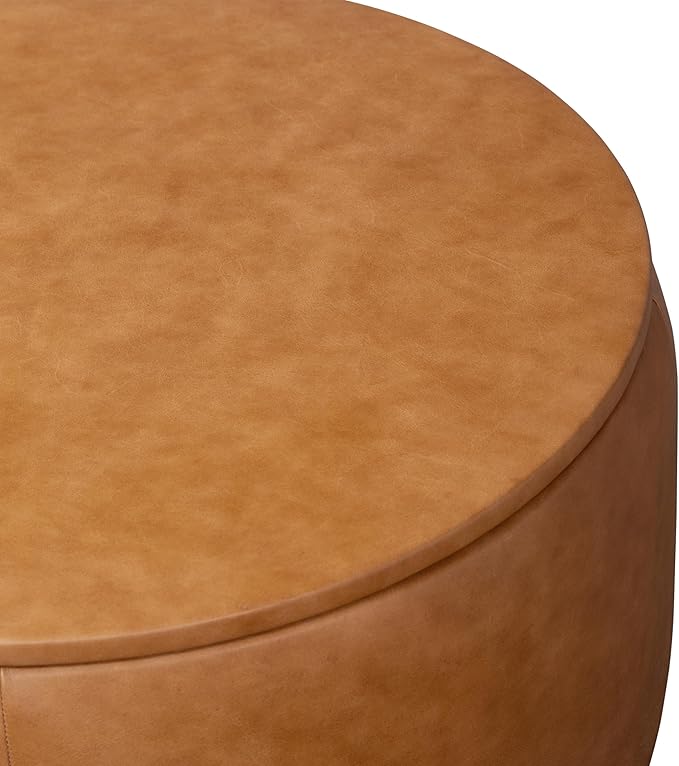POLY & BARK Herve Storage Ottoman in Cognac Tan